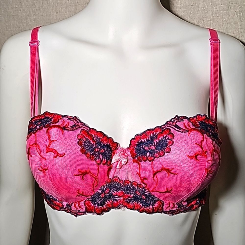 Bare Elegance Pure Platinum Collection Pink/Purple/Red Lace Bra, 36C